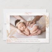 Foto Welkom Baby Gold Leaves Botanical Birth Aankondiging (Achterkant)