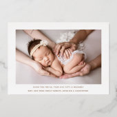 Foto Welkom Baby Roos Gold Foil Leaves Birth Folie Uitnodiging (Achterkant)