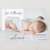 Foto Welkom Calligraphy Geboorteaankondigingskaart Aankondiging (Voorkant / Achterkant)