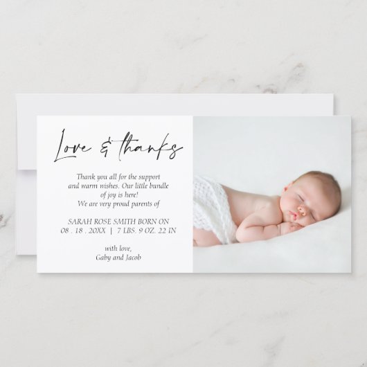 Foto Welkom Calligraphy Geboorteaankondigingskaart Aankondiging (Achterkant)