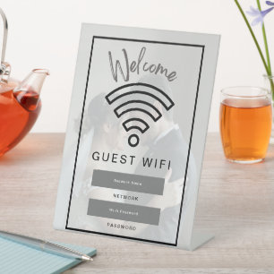 Foto Welkom Gast WiFi Wachtwoord Reclamebord Met Voetstuk