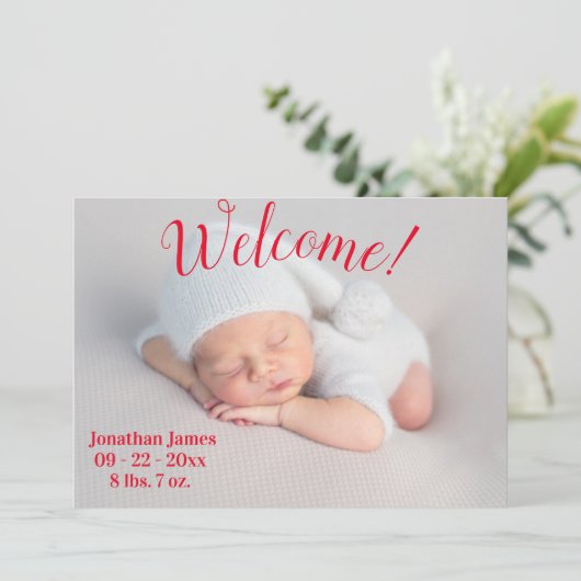 Foto Welkom Newborn Birth Script Simple Stats Aankondiging (Staand voorkant)