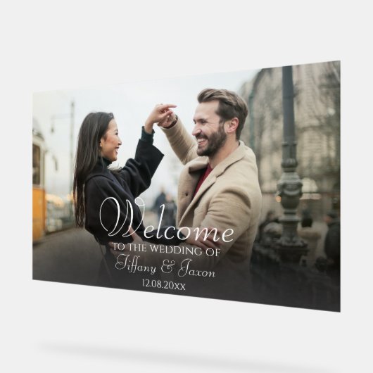 Foto Welkom Zwart met Witte Tekst Acryl Teken Acryl Bord (Hoek)