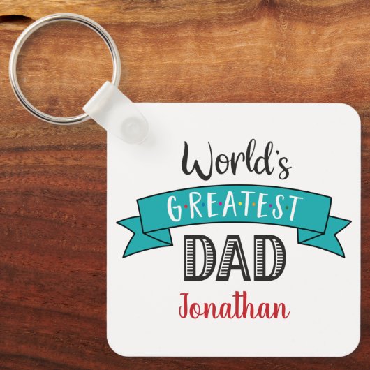 Foto wereld's grootste vader Typografie Name Blue Sleutelhanger (Voorkant)