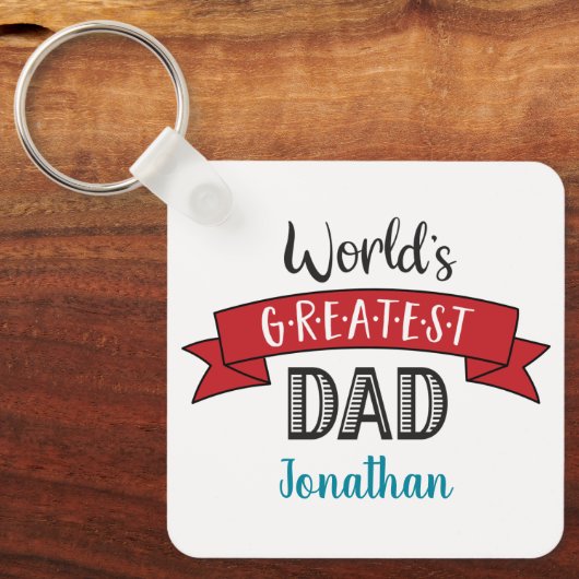 Foto wereld's grootste vader Typografie Name Red Sleutelhanger (Voorkant)