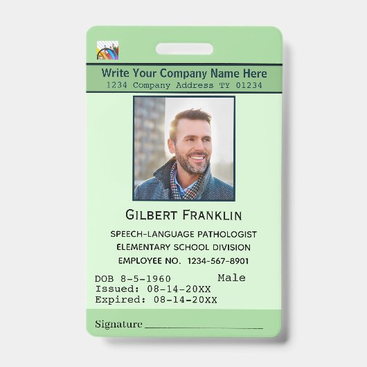 Foto Werknemersnaam Bar Code Logo Aangepaste ID Badge (Voorzijde)