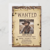 Foto Western Funny Wanted Poster 40th Birthday Kaart (Voorkant)