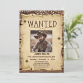 Foto Western Funny Wanted Poster 40th Birthday Kaart (Staand voorkant)