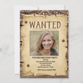 Foto Western Funny Wanted Poster Birthday Party Kaart (Voorkant)