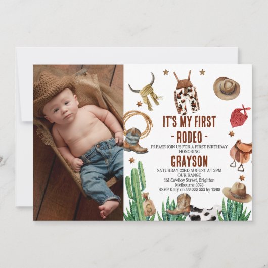 Foto Westerne Cactus Mijn eerste Rodeo Cowboy 1st Kaart (Voorkant)