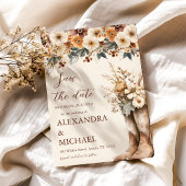Foto Westerne Laarzen Bloemen Terracotta bruiloft Save The Date