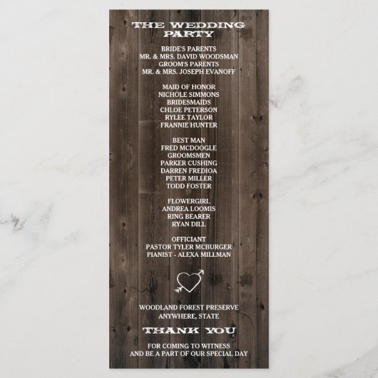 Foto Westerne Lichten & Schuur Houten Trouwprogram Programmakaart (Achterkant)