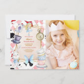 Foto Whimsical Alice in Wonderland Verjaardagsfees Kaart (Voorkant)