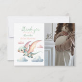 Foto Whimsical Pastel Dino Baby shower Bedankkaart (Voorkant)