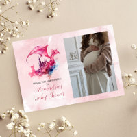 Foto Whimsical Pink Dragon Baby shower