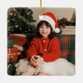 Foto Whimsical Red Doodle Kerstboodschap Ceram Keramisch Ornament (Achterkant)