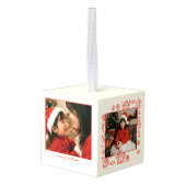 Foto Whimsical Red Doodle Kerstboodschap Decoratie (Achter hoekig)