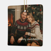 Foto Whimsical Red Doodle Kerstmis getrouwd Keramisch Ornament (Links)