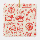 Foto Whimsical Red Doodle Kerstmis getrouwd Keramisch Ornament (Achterkant)