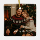 Foto Whimsical Red Doodle Kerstmis getrouwd Keramisch Ornament (Voorkant)