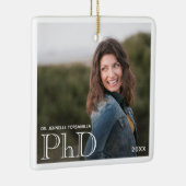 Foto: White Border PhD gradennaam Jaar Afstuderen Keramisch Ornament (Rechts)