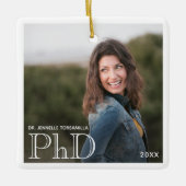 Foto: White Border PhD gradennaam Jaar Afstuderen Keramisch Ornament (Voorkant)