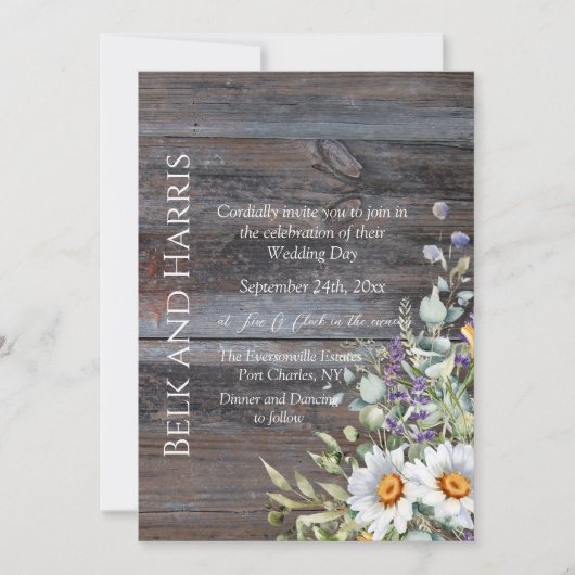 Foto White Daisy QR Code Wedding Kaart (Voorkant)