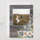Foto White Daisy QR Code Wedding Kaart (Achterkant)