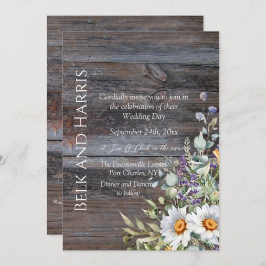 Foto White Daisy QR Code Wedding Kaart (Voorkant / Achterkant)