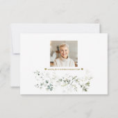 Foto: White Floral Greenery Gold in Loving Memory Bedankkaart (Achterkant)