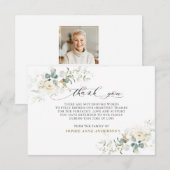 Foto: White Floral Greenery Gold in Loving Memory Bedankkaart (Voorkant / Achterkant)