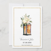 Foto White Floral Rustic Lantern Wedding Kaart (Achterkant)