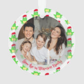 Foto White Frog Santa Hat Pattern Schattigee Kerst Ornament (achterkant)