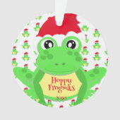 Foto White Frog Santa Hat Pattern Schattigee Kerst Ornament (voorkant)