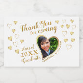 Foto White Gold Hartelijk dank 2023 Afstuderen Fav Sparkling Wijnetiket (Enkel label)