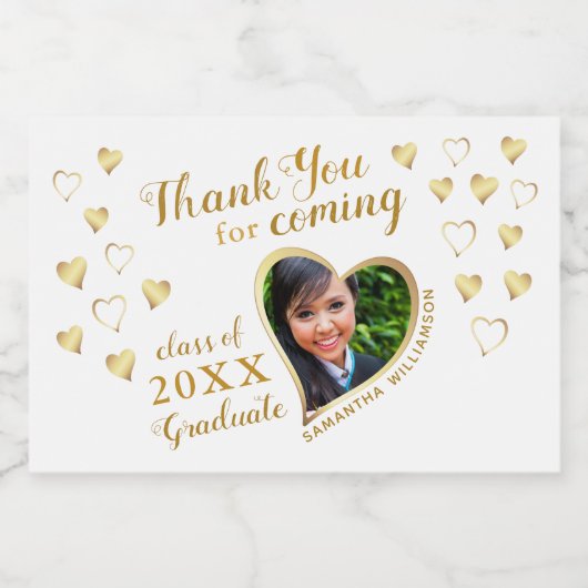 Foto White Gold Hartelijk dank 2023 Afstuderen Fav Sparkling Wijnetiket (Enkel label)