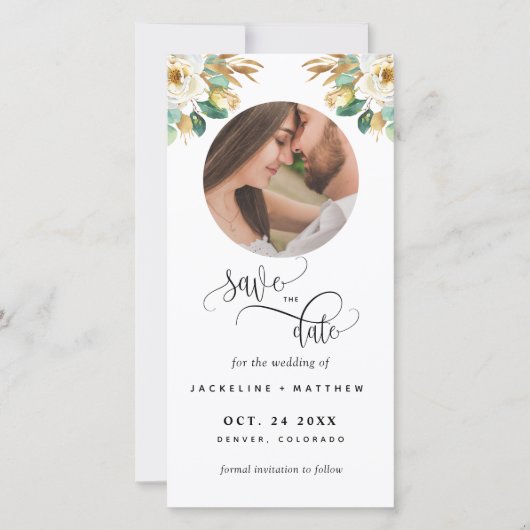 Foto White Mustard Wedding Save the Date Bladwijze (Voorkant)
