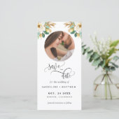 Foto White Mustard Wedding Save the Date Bladwijze (Staand voorkant)