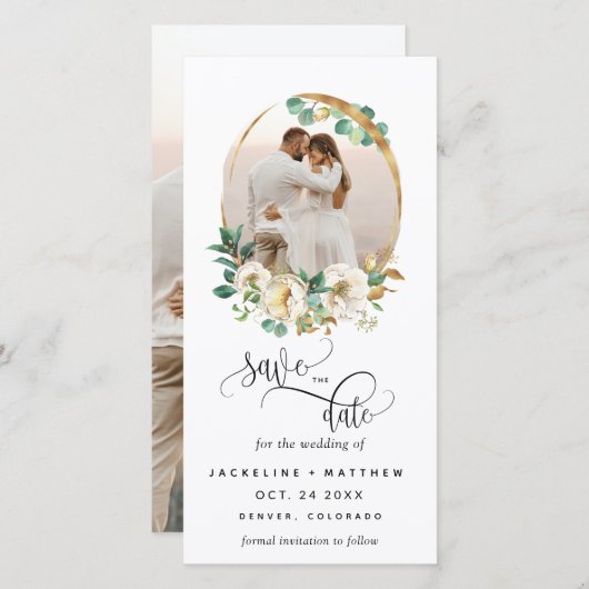 Foto White Mustard Wedding Save the Date Bladwijze (Voorkant / Achterkant)