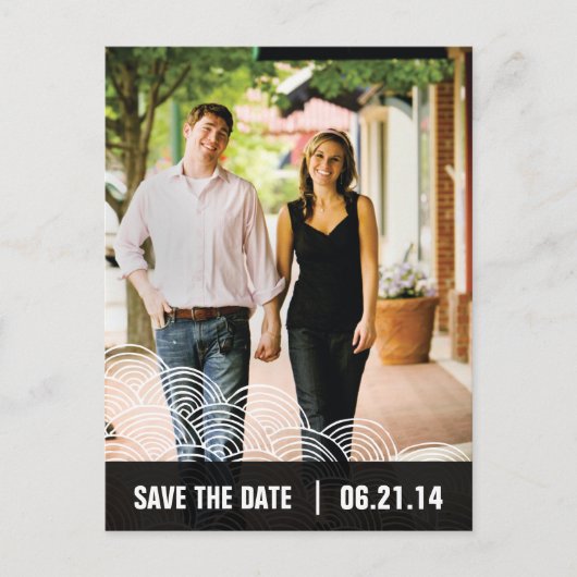 Foto White Pattern/Black Box Save the Date 01 Aankondigingskaart (Voorkant)