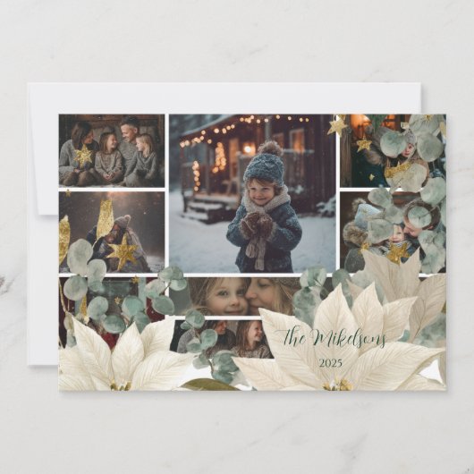 Foto White Poinsettia Holiday Party Feestdagenkaart (Voorkant)