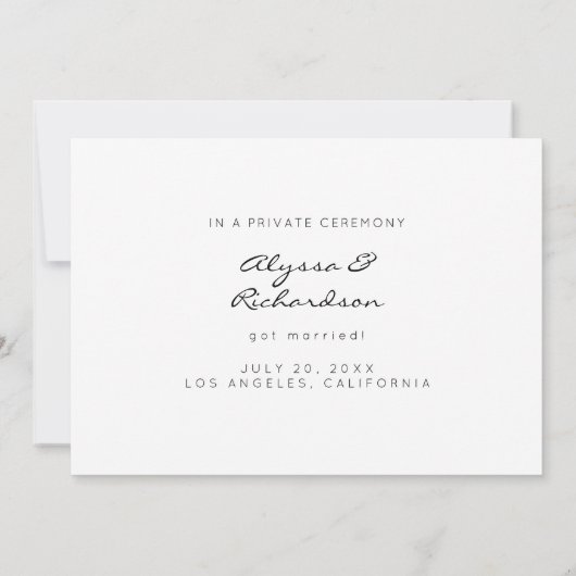 Foto & White Typography Wedding Announding Kaart (Achterkant)