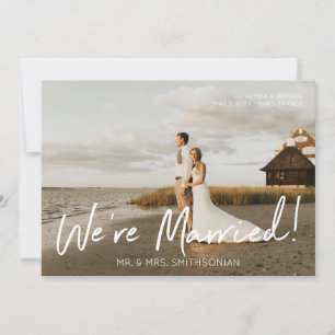 Foto & White Typography Wedding Announding Kaart