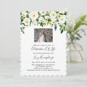 Foto: White Waterverf Flowers Celebration of Life Kaart (Staand voorkant)