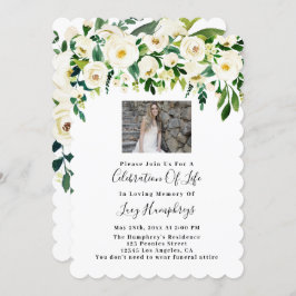 Foto: White Waterverf Flowers Celebration of Life Kaart