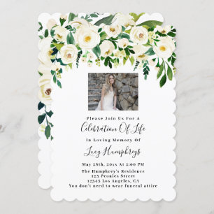 Foto: White Waterverf Flowers Celebration of Life Kaart