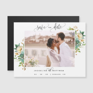 Foto, White Wedding Save the Date Magnet