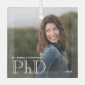 Foto White Words PhD Afstuderen Glas Ornament (Voorkant)