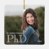 Foto White Words PhD Gradennaam Jaar Afstuderen Keramisch Ornament (Achterkant)