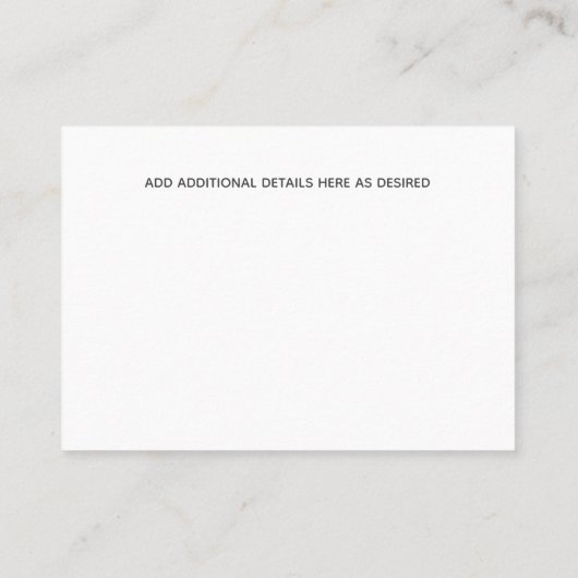 FOTO WIJZIG DE DATUM Kleine Elegante Bruiloft Contactkaartje (Achterkant)